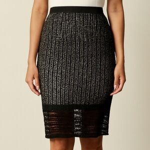 Ann Taylor Black and White Pencil Skirt